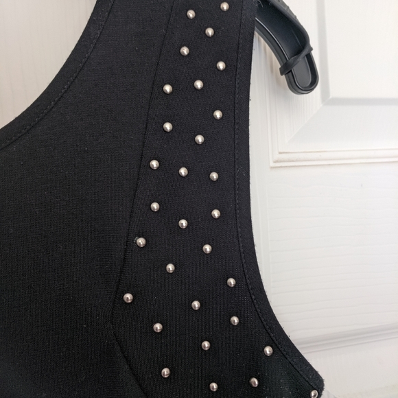 Black Peplum Top with Shoulder Detail - Picture 2 of 4